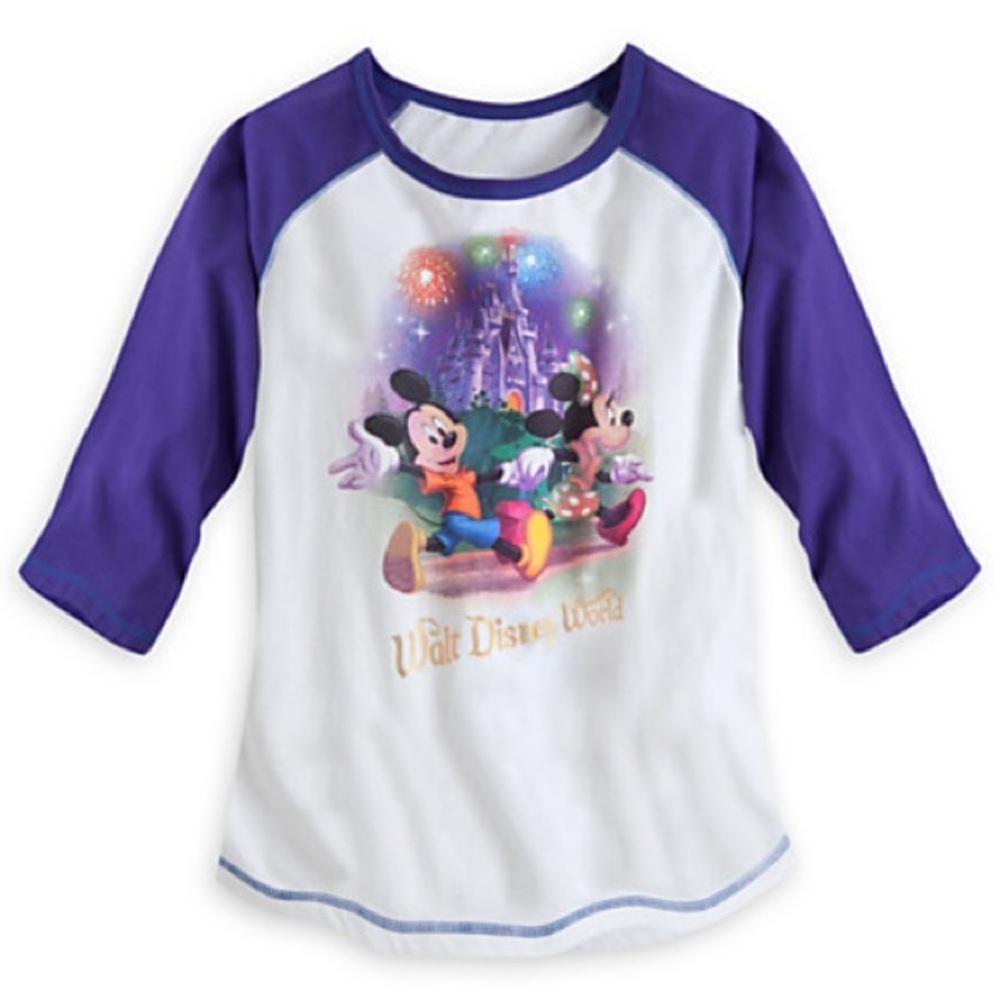 Disney Ladies Shirt - Storybook Mickey And Friends - Purple Raglan Sz XL